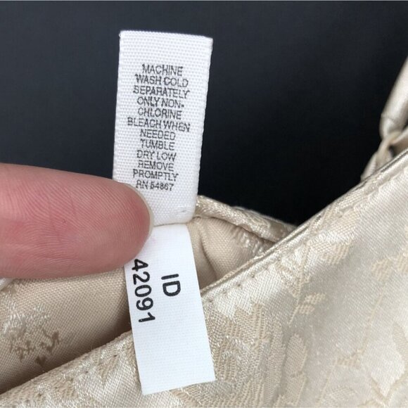 Victoria's Secret Womens Satin Floral Jacquard Cami Crop Top L Beige Going Out - Picture 6 of 8